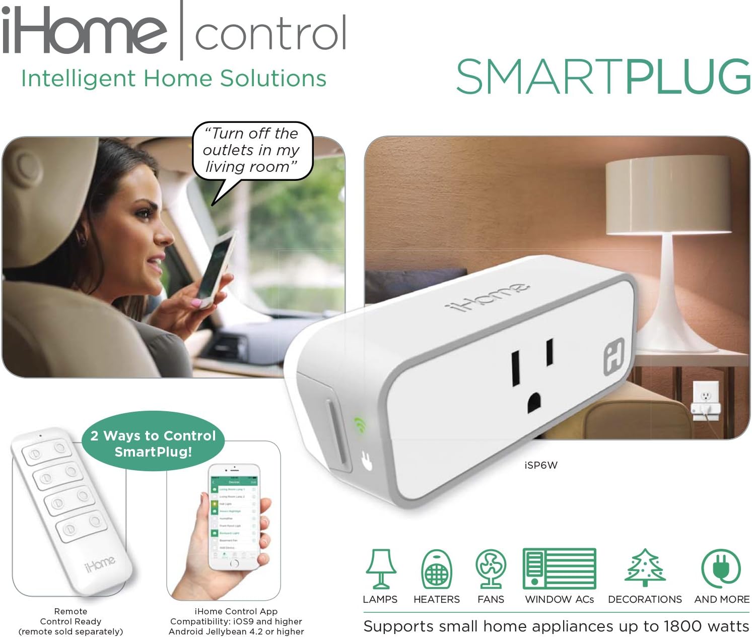 iHome Control Smart Plug , Works Seamlessly HomeKit and all Alexa Products and more!