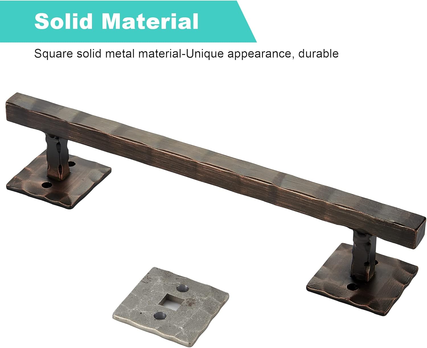 Rustic Barn Door Handles for Sliding Door, 12" Heavy Duty Large Design Pull, for DIY Sliding Barn Door, Gate, Shed, Garage | Square Solid Metal Material, Oil Rubbed Bronze Finish