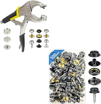 Heavy Duty Snap Fastener Tool Kit & 100 Set Canvas Snap Kit, Boat Cover, DIY Crafts Great value beginner kit