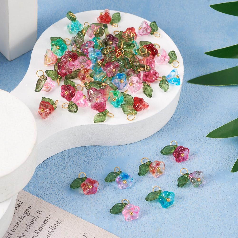 KISSITTY Flower Glass Charms Colorful Flower Glass Pendants for DIY Necklace Bracelet Earring Jewelry Making - Image 5