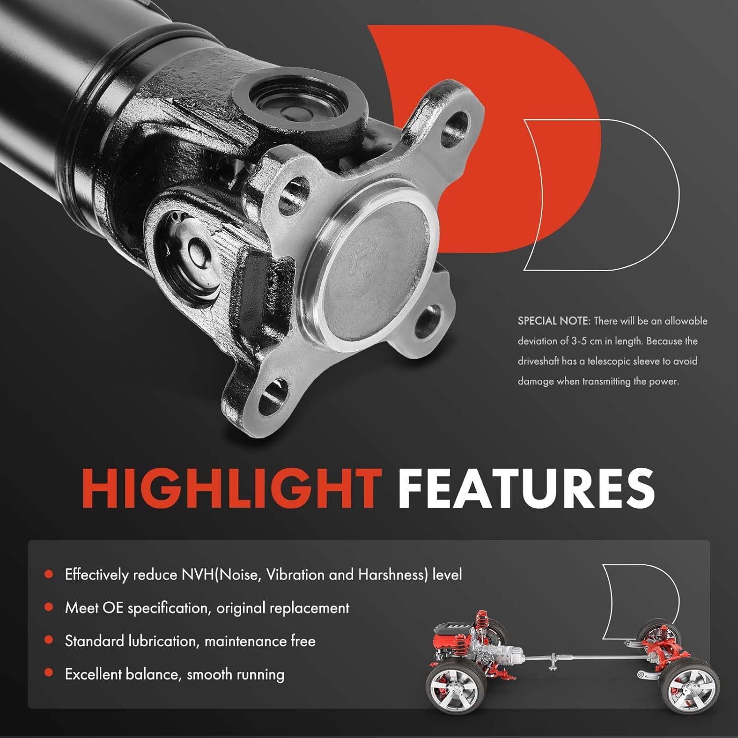 A-Premium Rear Drive Shaft Driveshaft Assembly Compatible with BMW 328i 1999-2000, 328Ci 2000, Manual Transmission, Replace# 26111229560, Complete Prop Shaft