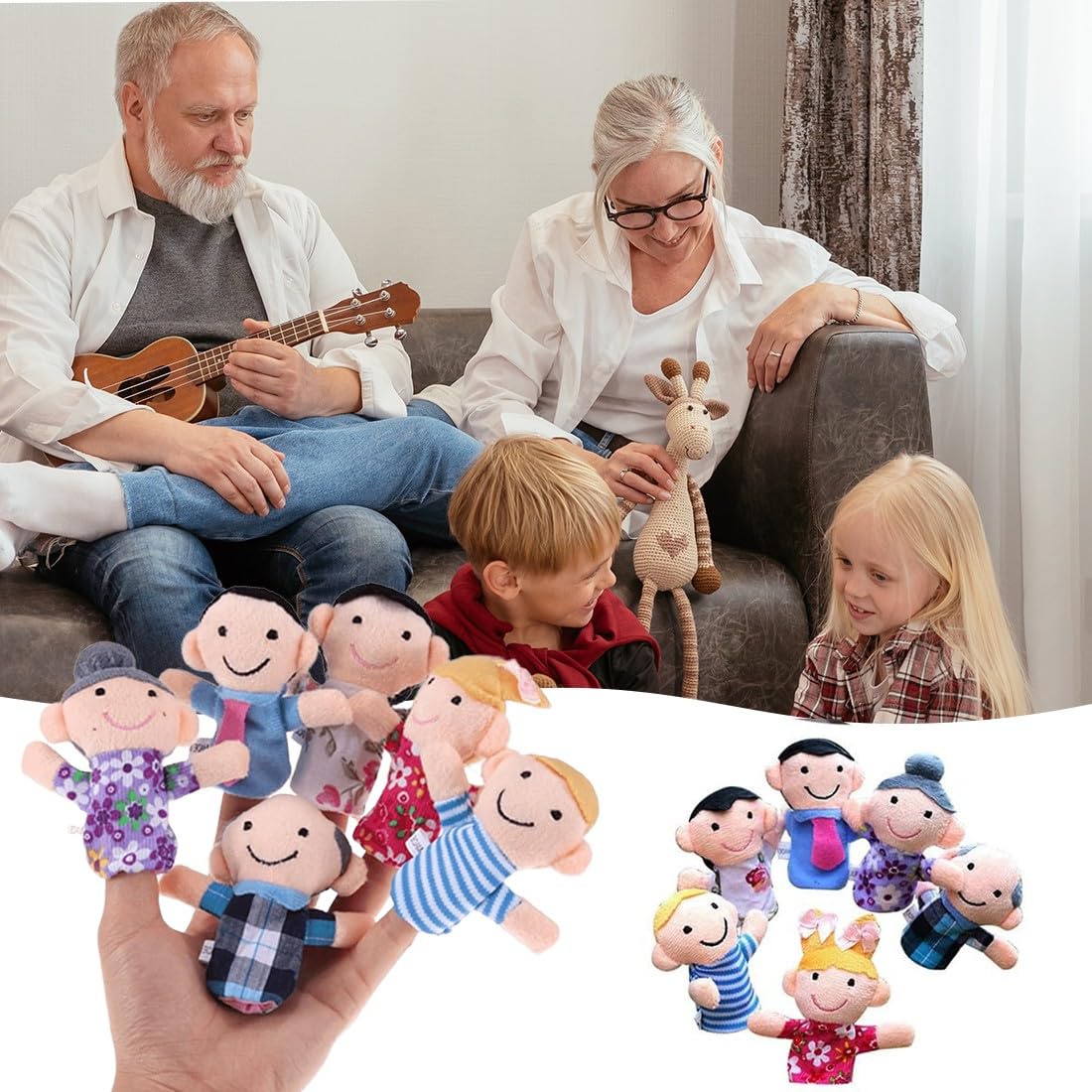 6 Pcs Bambole da dito regalo di compleanno per bambini, set di peluche per ragazzi e ragazze, regalo per Natale, Pasqua e feste per bambini（membri della famiglia）