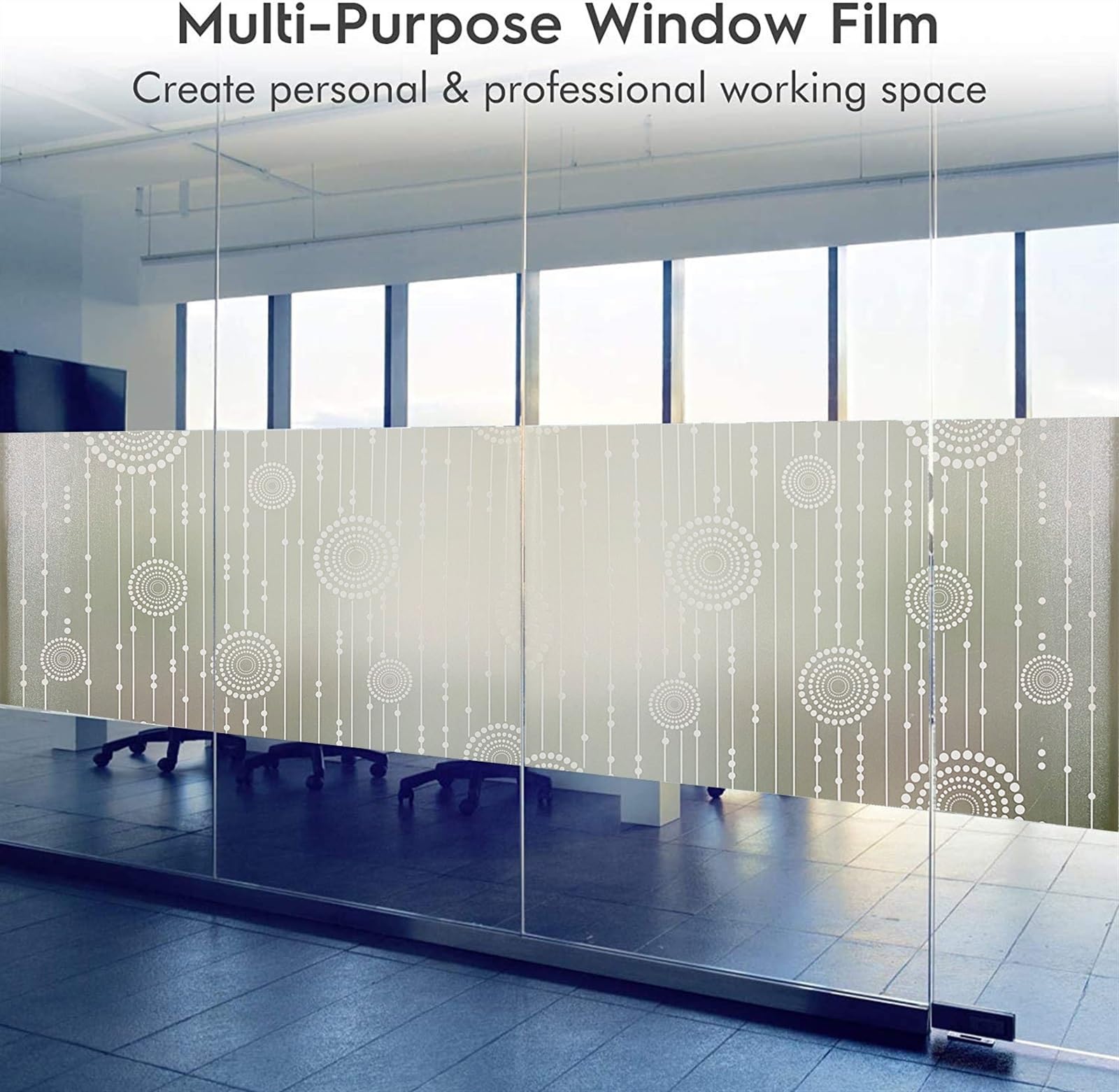 Película para ventanas Película de privacidad de ventana mate 3D, película de vidrieras, adhesivos de ventana anti UV, bloqueo de visión unidireccional for oficina en casa Película opaca para ventanas