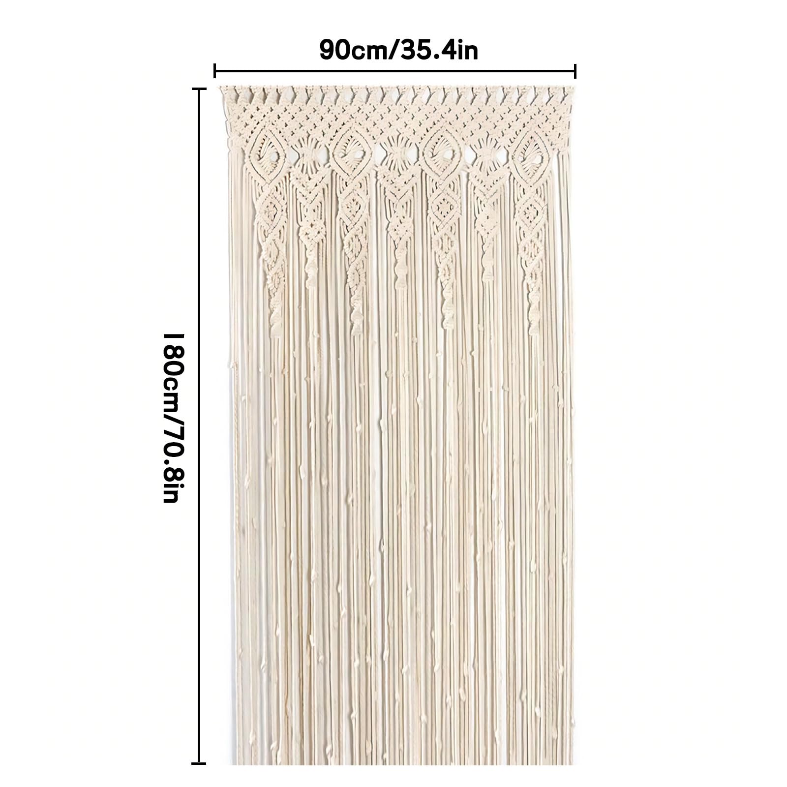 Makramee Wandbehang Tapisserie, Boho Handgewebte Makramee Türvorhang Vorhang, Hochzeits Vorhang Boho Wand Deko für Raumteiler, Fenstervorhänge, Hochzeitshintergrund, Inneneinrichtung,Beig (35x70in)