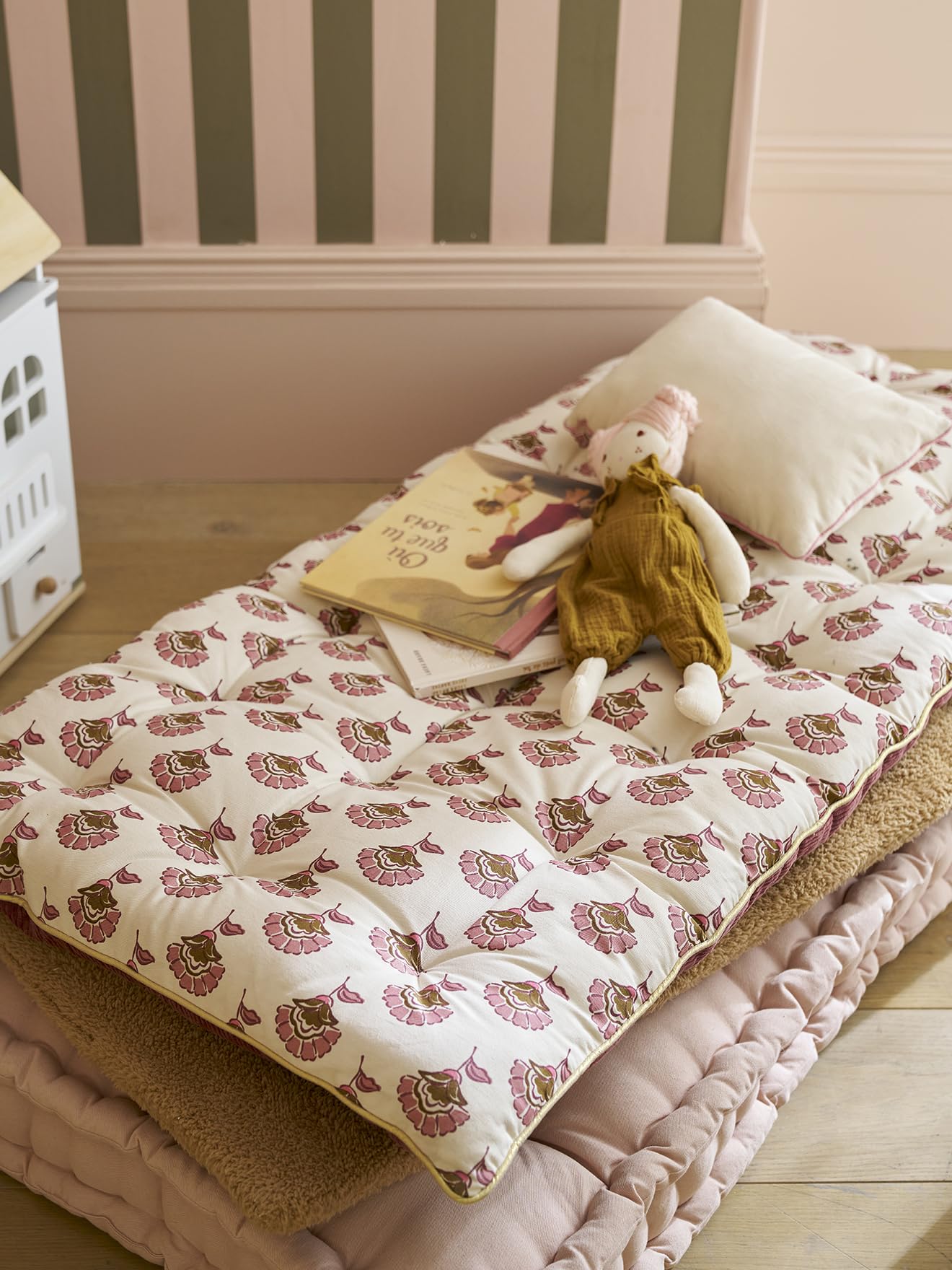 VERTBAUDET Matelas de Sol bi-matière Fleurs/Velours Arizona Rose TU