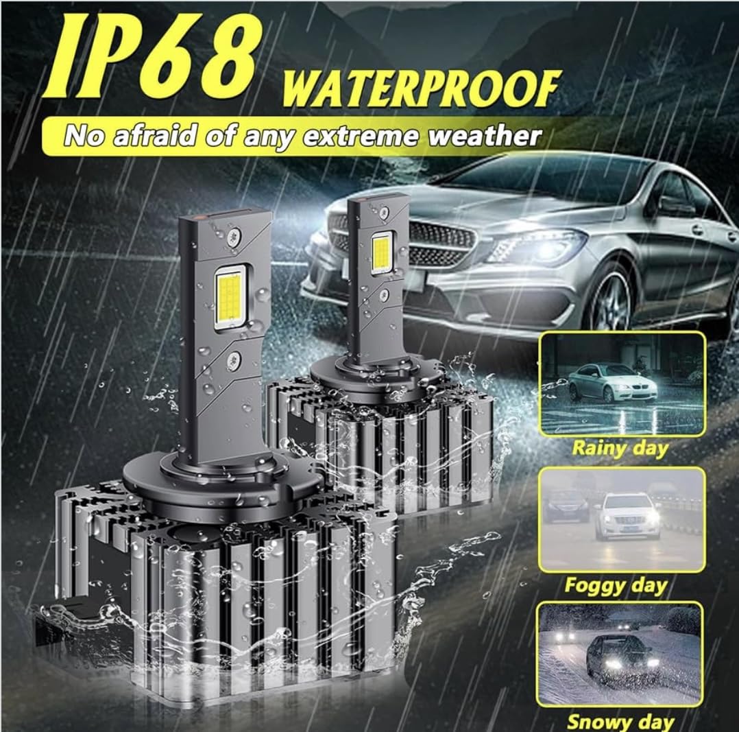 Bombillas LED D1S 100W 6000K CANBUS Sin Error, Kit Conversión Xenón a LED, Alta Potencia 20,000LM, Luz Blanca Fría, Plug & Play, Compatible con Faros D1S HID