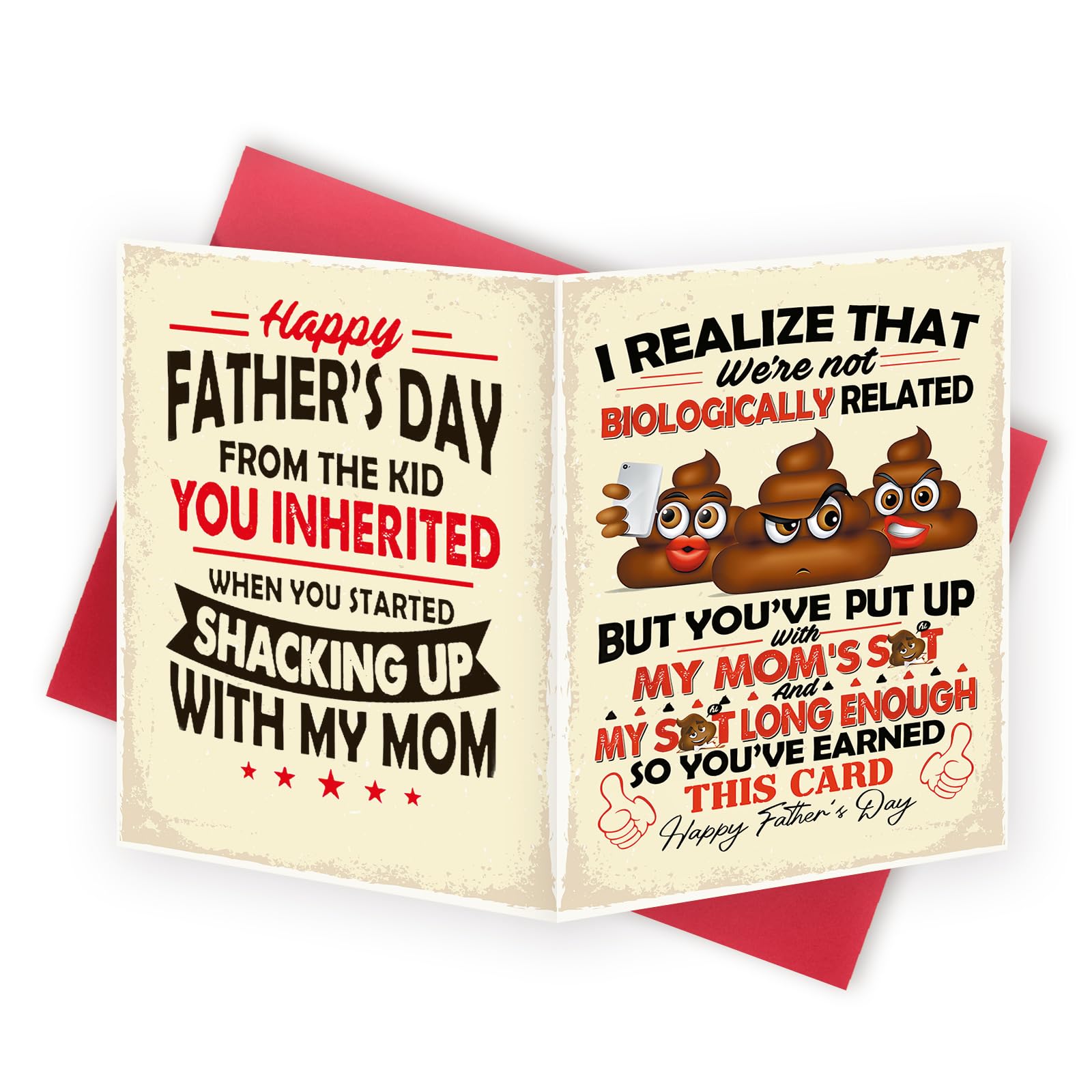 Asmallgf Humor Stepdad Fathers Day Card, Fathers Day Gift from Step Daughter Son, Father Day Card for Best Stepfather, You Earned This Father's Day