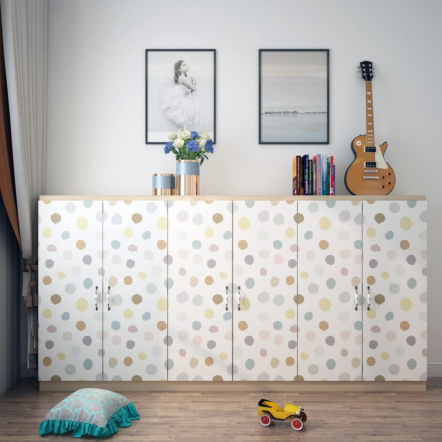 Kids Wallpaper Peel and Stick Colorful Polka Dot Wallpaper 17.5"x120" Self Adhesive Nursery Wall Paper Peel and Stick Renter Friendly Contact Paper for Classroom Nursery Room Living Room