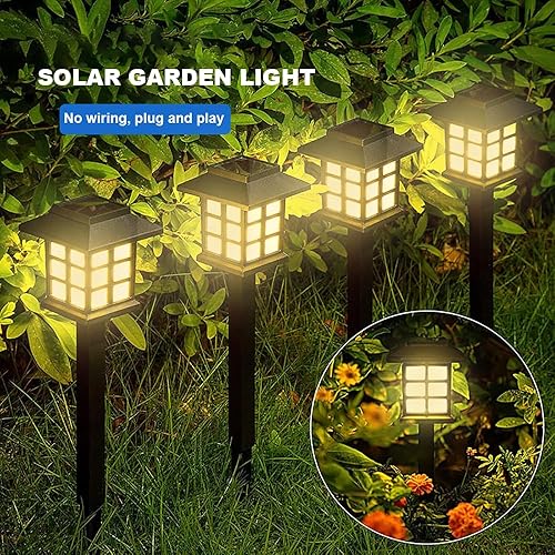 Miniatura 5 de Paquete de 12 luces solares para caminos al aire libre, luces de jardín impermeables para paisaje, luces solares para pasarela al aire libre para