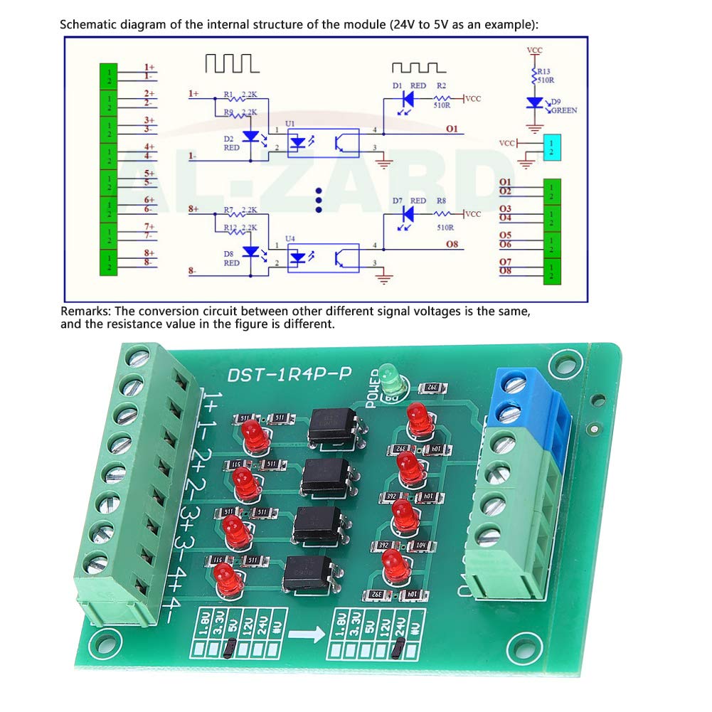 DONGKER Modulo Isolamento Optoaccoppiatore,4 Canali DST-1R4P-N 5 V - Foto 5
