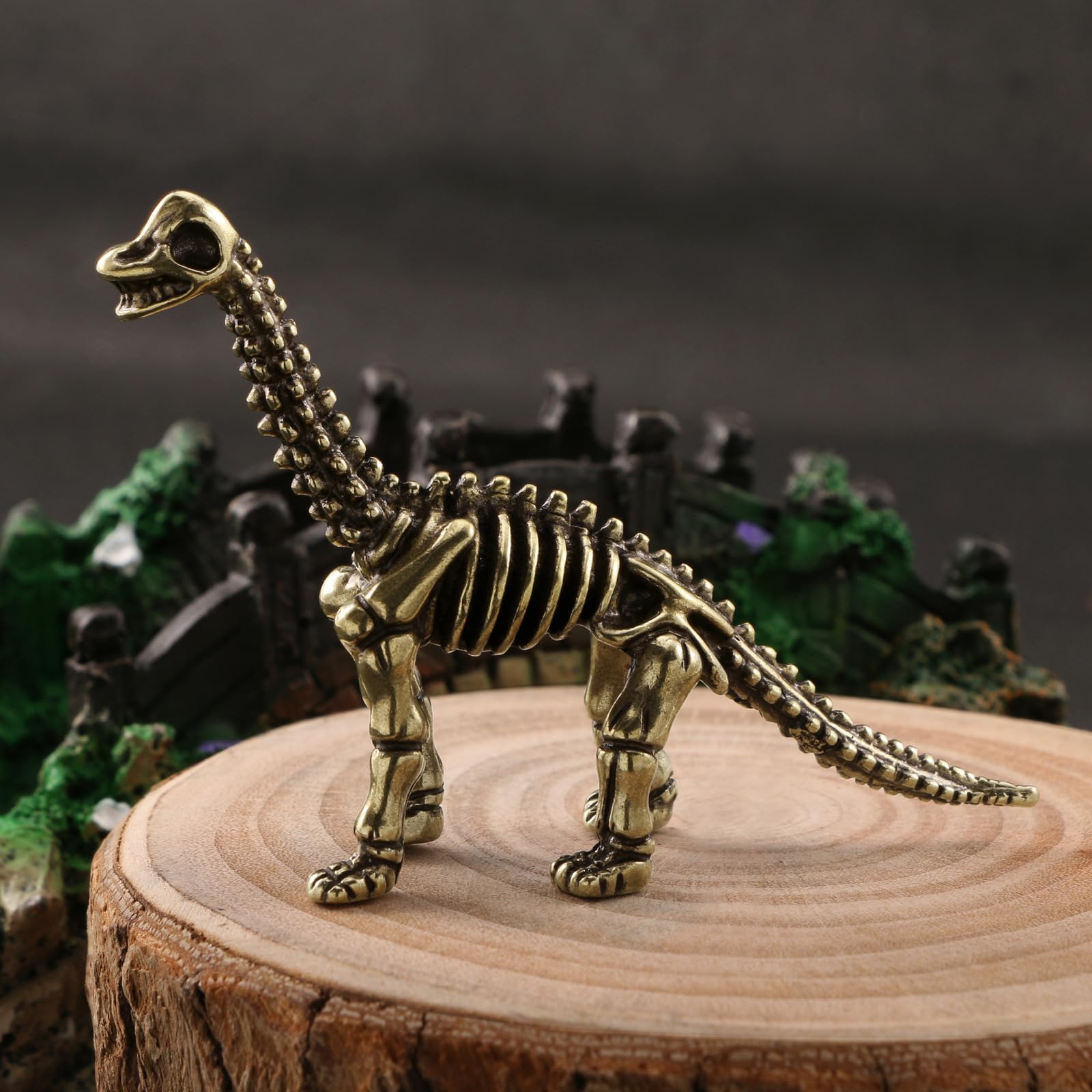 YANGPZFC Small Copper Dinosaur Fossil Ornament Brass Statue For Desk Decor, Handcrafted Vintage