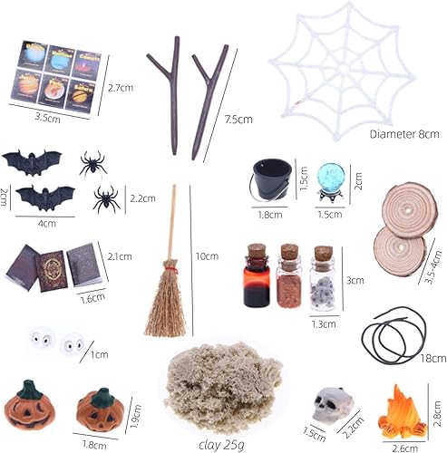 Miniatura 7 de Juego de 31 piezas de exquisitos accesorios de decoración de Halloween para casa de muñecas, adorno de casa de muñecas, juego de decoración de