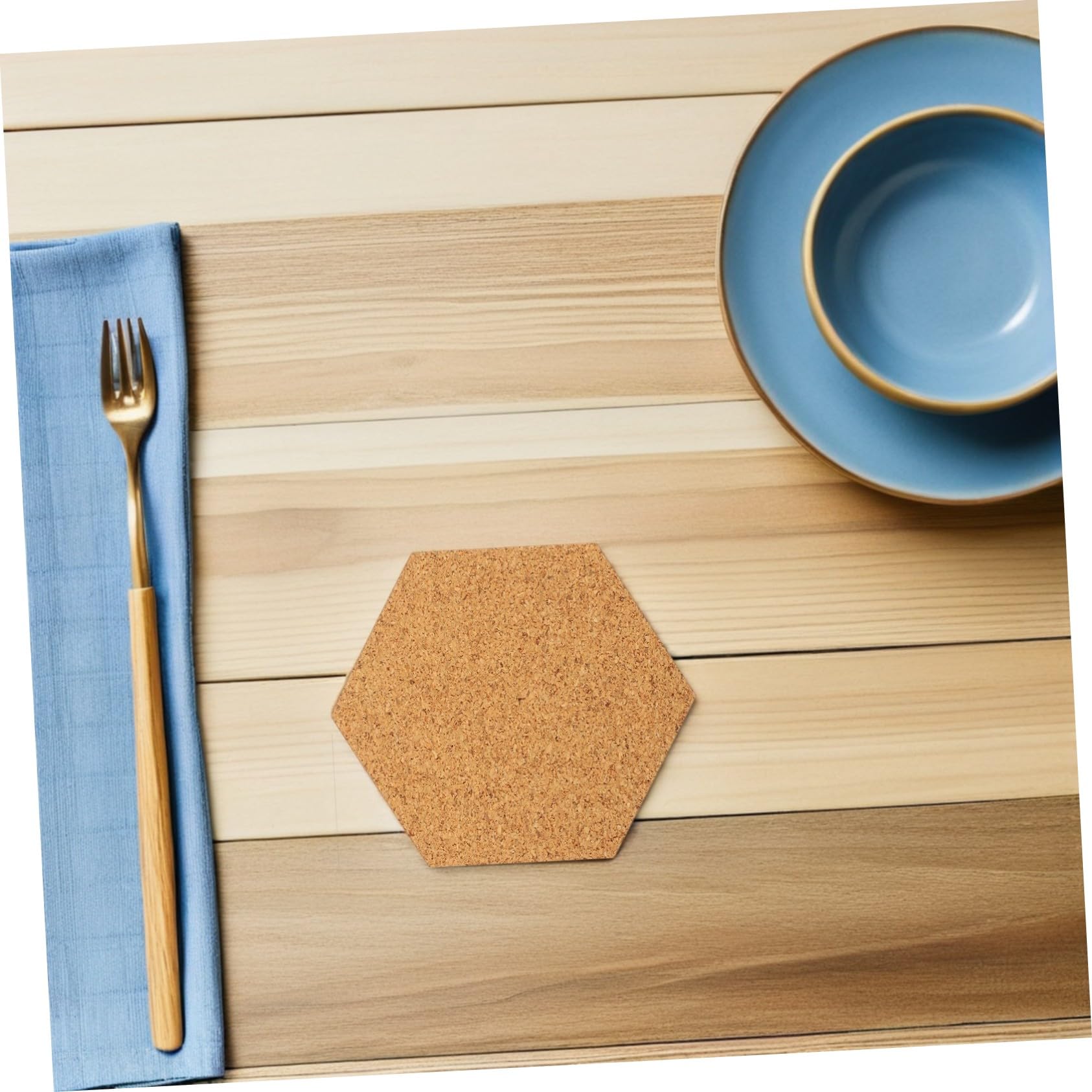 Hohopeti Dalles Hexagonales Autocollantes en Liège 2 Mm pour Loisirs Créatifs et Décoration Intérieure, 120 Pièces, Support Adhésif Simple Face, Sous-verres et Tableau Mural, Usage Maison