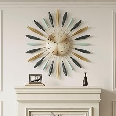 Cuspin Mid Century Modern Wall Clock, Large Colorful Starburst 28 Inch Wall Clock Battery Operated photo Cuspin Mid Century Modern Wall Clock, Large Colorful Starburst 28 Inch Wall Clock Battery Operated