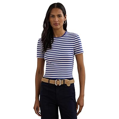 Lauren Ralph Lauren Petite Striped Stretch Cotton Crewneck T Shirts Women