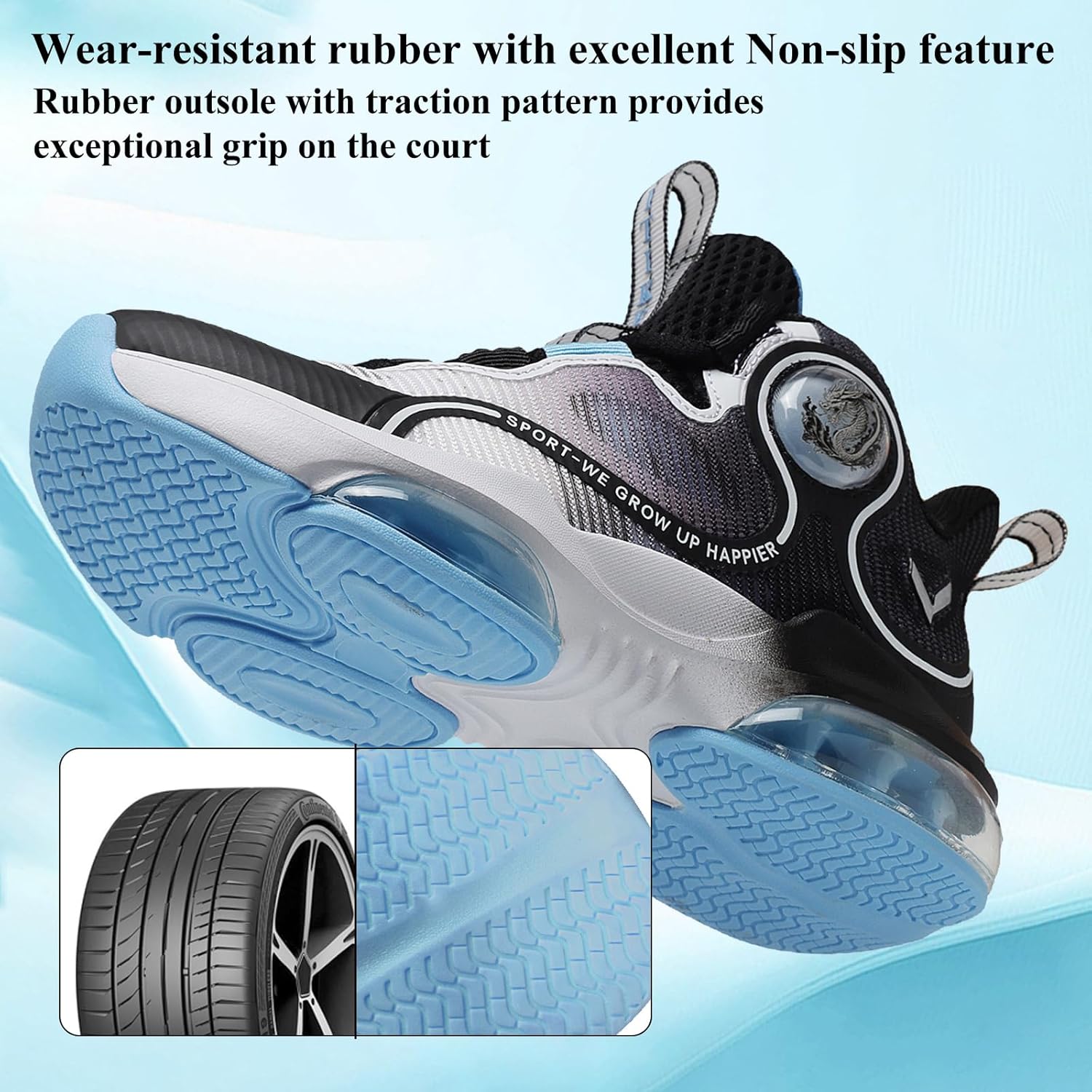VITUOFLY Kids Basketball Shoes Boys Air Cushion Sneakers Girls Mid Top School Hoops Shoes Non-Slip Outdoor Sports Running Gym Comfortable Durable Little Kid/Big Kid - Image 4