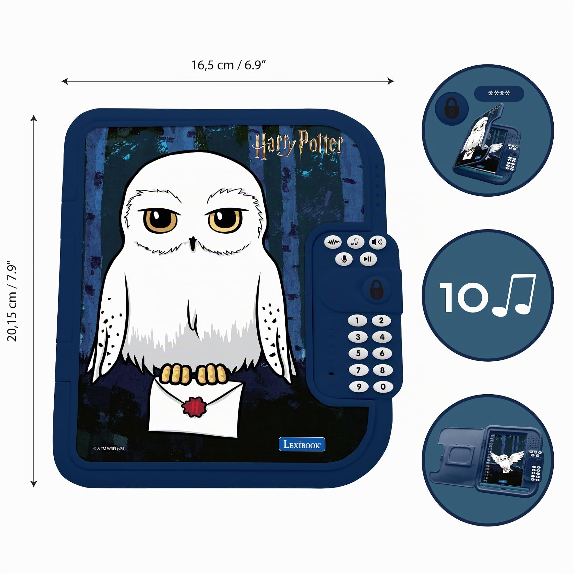 Lexibook, Harry Potter, Hedwig, elektronisches Tagebuch mit Stift und Notizbuch inklusive, interaktiv, Passwort, lustige Funktionen, Soundeffekte, schwarz/weiß, SD50HP1