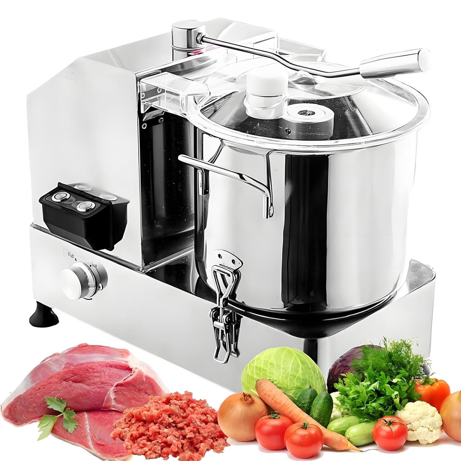 Picadora eléctrica de alimentos, procesador automático de alimentos, rallador comercial de verduras, procesador de alimentos comercial, cortador de carne (12 L)