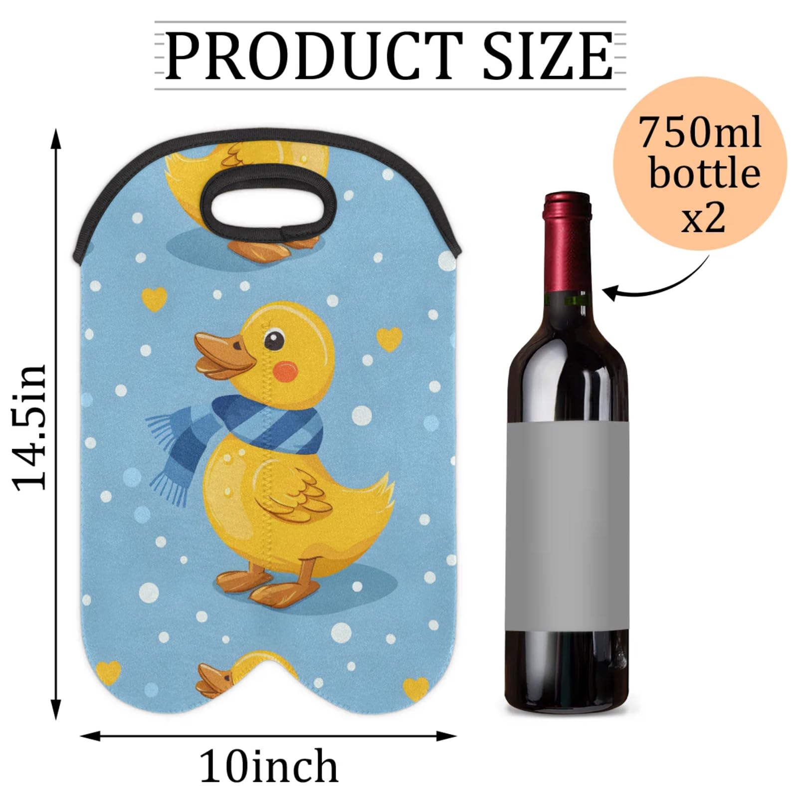 GzLeyigou 2 Bottles Scarf Duck Wine Bag Sleeve Totes Neoprene Protective Wine Carrier Bag for Wine,Water, Champagne, Beer, Baby Bottles,Gift 14.5 x 10 Inches