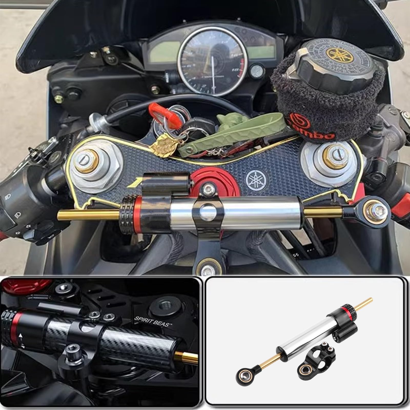 Amortiguador de Dirección Motocicleta universal de Aluminio Estabilizador del Amortiguador de Dirección para MT10 MT 10 MT-10 MT 07 MT-07 MT07 MT09 MT 09 MT-09(Párrafo corto)