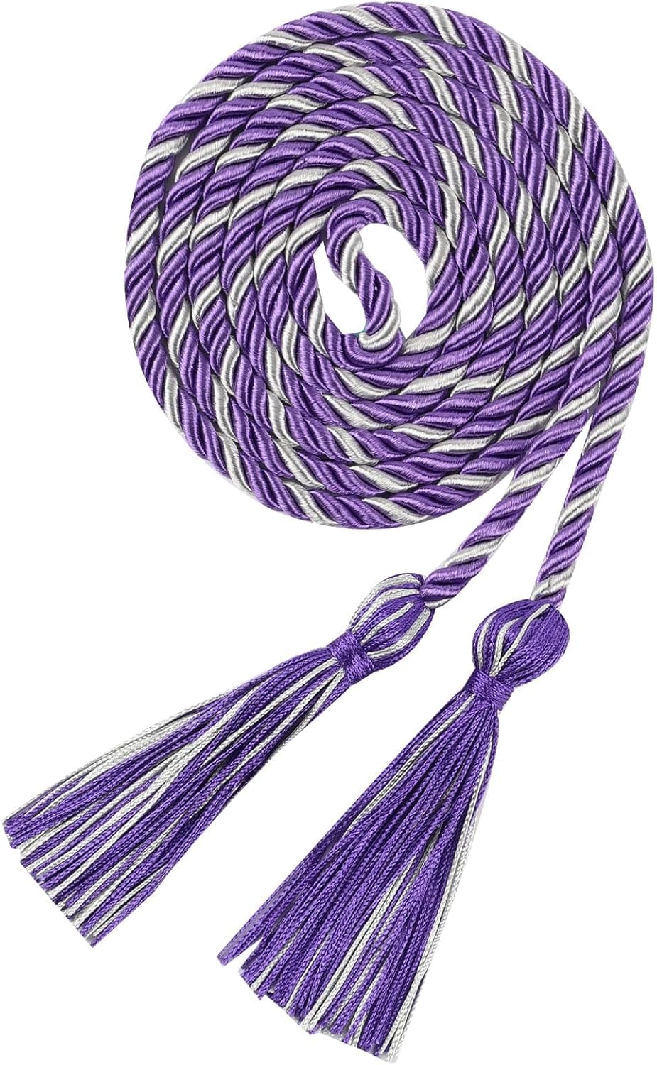 24 pcs Graduation Honor Cords 68" Grad Braided Honor Cord with Tassel Honor Rope Grad Cords Bulk for Graduation Students Bachelor Master Doctoral Gown Grad Decor (Purple and Silver)
