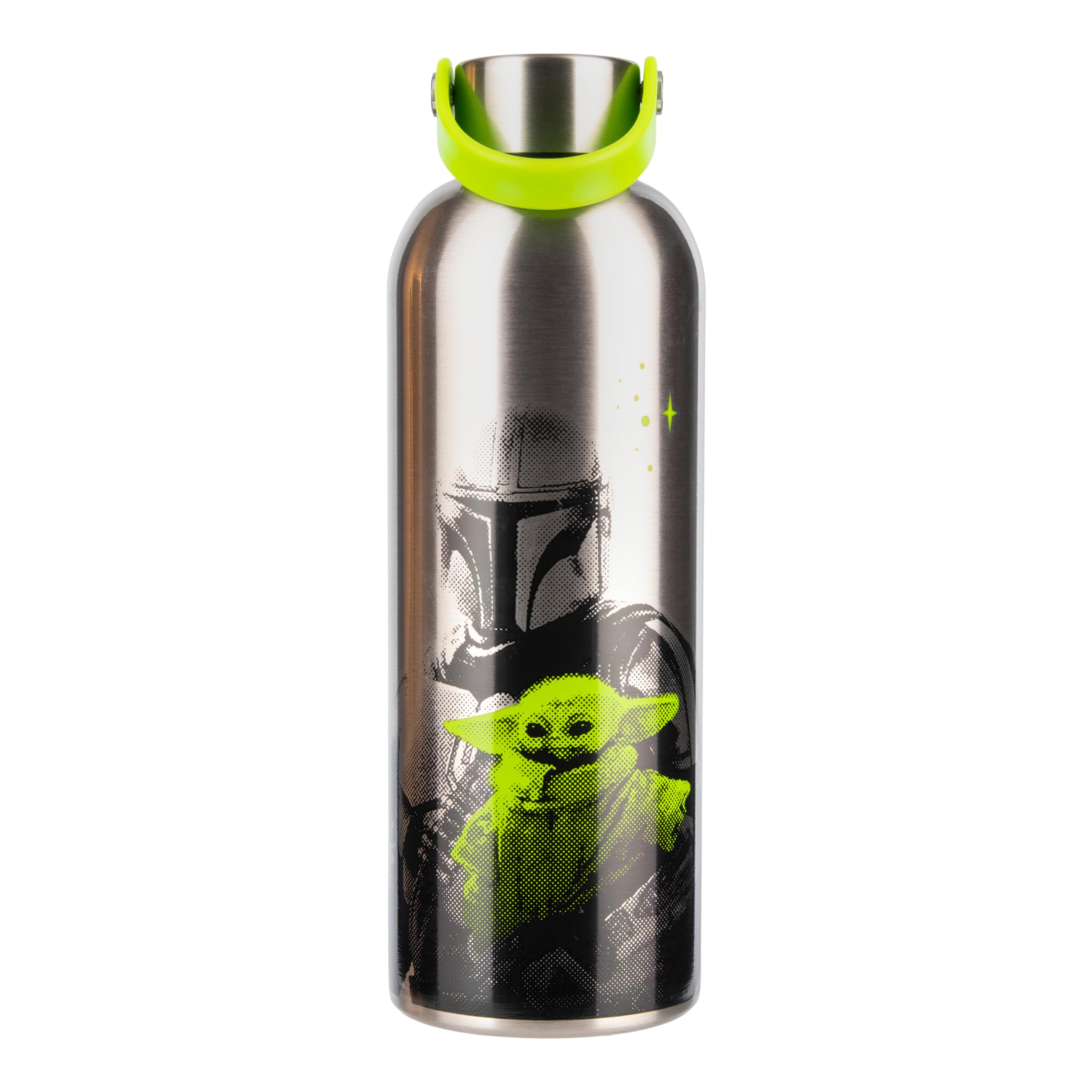 Paladone Star Wars The Mandalorian and Grogu Metal Water Bottle with Carry Loop, 500ml, Insulated to Keep Drinks Hot or Cold, Officially Licensed
