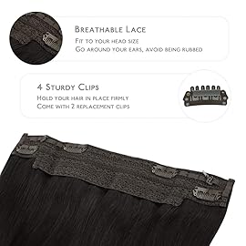 WENNALIFE Wire Hair Extensions (Increase 50% Lifespan) Real Human Hair 16 inch 95g Natural Black Remy Hair Extensions Invisible Transparent Wire Fish Line Straight Real