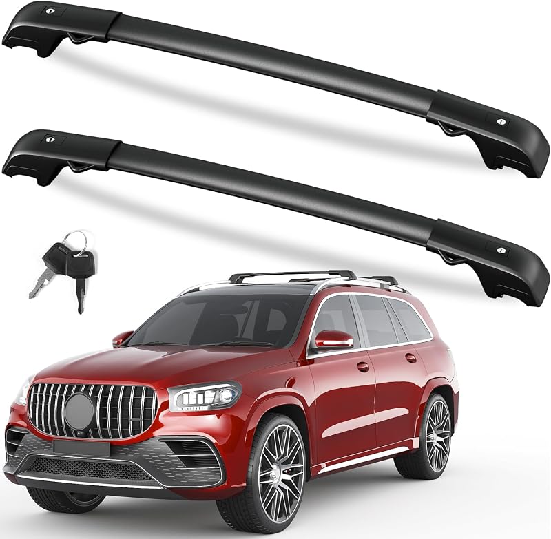 FengYu 300lb Lockable Roof Rack Cross Bars for Benz GLS 2020-2026 | with Raised Side Rails,Heavy Duty Aluminum Roof Rails Crossbars Cargo Bars Canoe Rooftop Black Carrier Luggage.