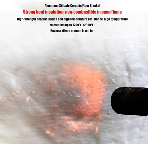 Ceramic Fiber Blanket Roll Pipe Insulation High Density Fireproof Baffle Fire Blanket Heat For Wood Stove Baffle Fireplace Pellet Stove Chimney Furnace Boiler(Size:590in*24in*0.4in,Color:Single Sided)