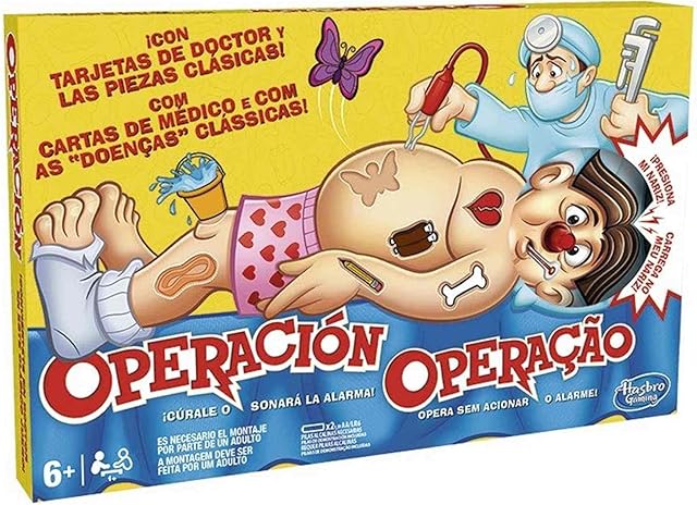 Hasbro Gaming Operacja - edycja klasyczna (B2176150) (może nie być dostępna w języku polskim) / wersja portugalska, wielokolorowa