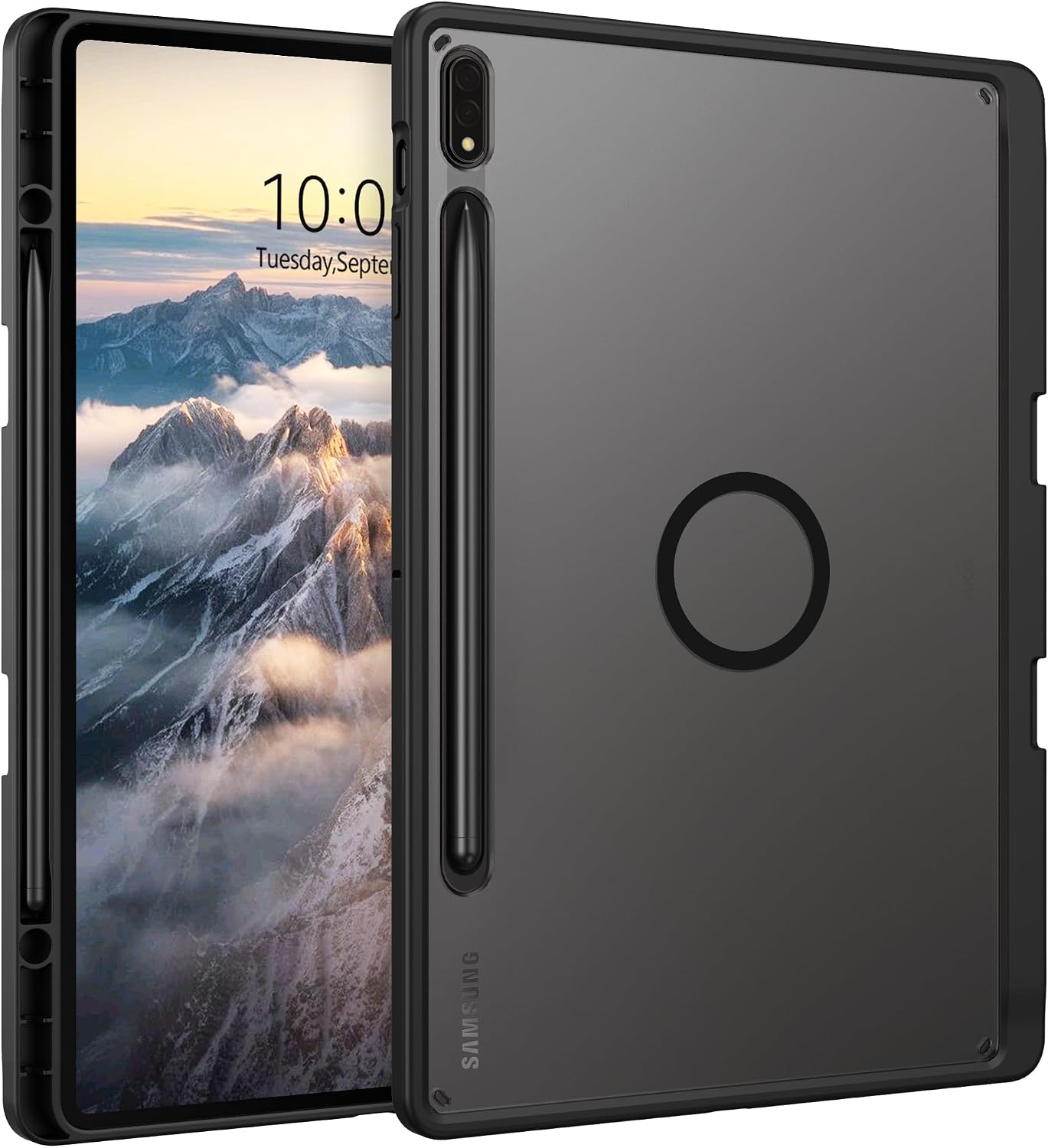 Telaso for Samsung Galaxy Tab S8 2022/Tab S7 2020 11 Inch Magnetic Case with Pen Holder, Translucent Matte Back Soft TPU Bumper Protective Samsung Galaxy Tab S8/Tab S7 Case, Black