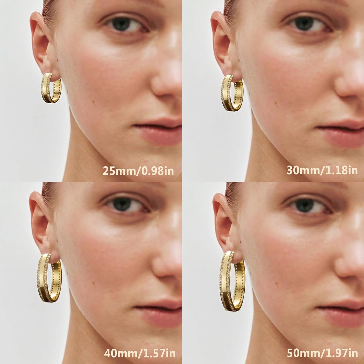 YOUNGYUE Sparkly 925 Sterling Silver Hoop Earrings Non Tarnish Large Rhinestone Hoop Earrings Hypoallergenic Cubic Zirconia Large Silver Chunky Hoop Earrings for Women with Crystal 25/30mm - Image 5