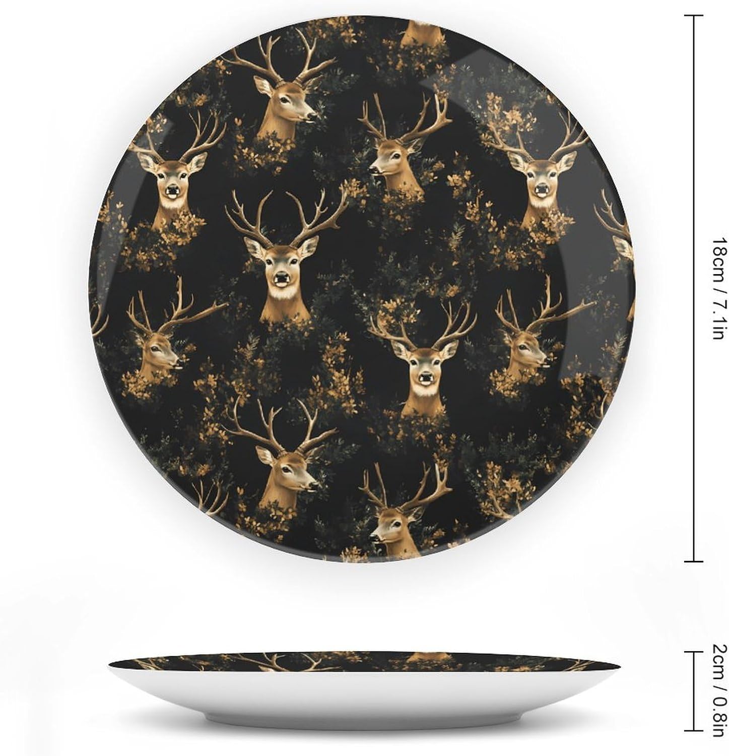Camouflage Deer Hunting Pattern Personalized Bone China Plate Ceramic Decorative Dinner Plates Wall Decor with Display Stand 7inch