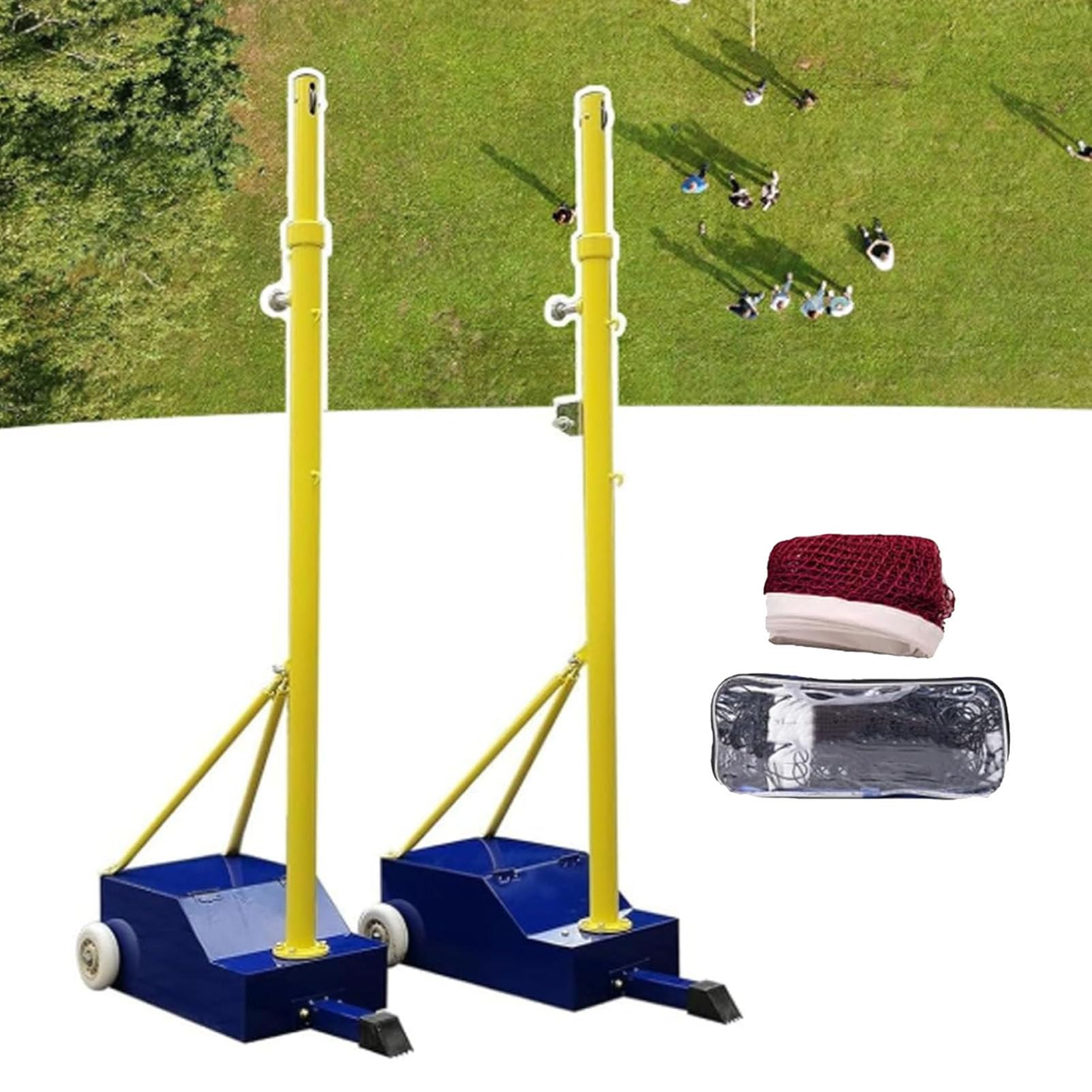 Rete da badminton portatile per pallavolo con altezza regolabile e ruote per uso interno ed esterno, grado professionale per adulti e ragazzi