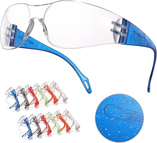 PTCOL Lentes de seguridad para niños, resistentes a los arañazos, resistentes a los impactos con lente transparente, marco de colores brillantes