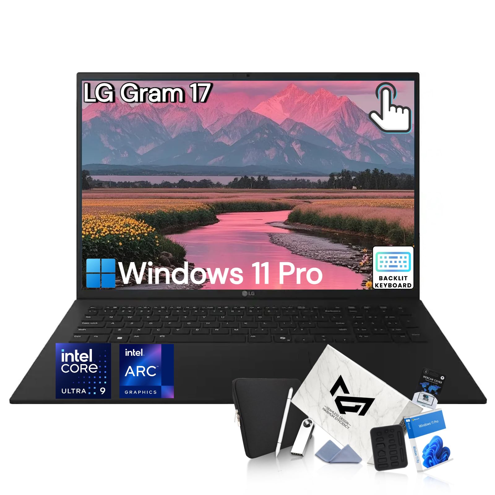 Gram 2025 17 Touchscreen Laptop - 17-inch WQXGA Display, Intel Ultra 9 288V, Intel Arc Graphics, Windows 11 Pro, 32 GB RAM + 1 TB SSD, Copilot+, Wi-Fi 7, Backlit Keyboard, 20H+ Long Battery Life