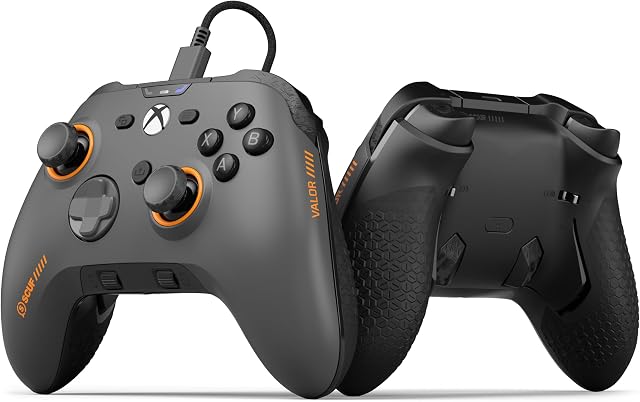 SCUF VALOR PRO Contrôleur Xbox de performances filaires – Paddles de dos personnalisables, déclencheurs instantanés, boutons d'effet Hall, contrôles audio, Xbox Series X.S., Xbox One, Windows PC – Gris d'acier