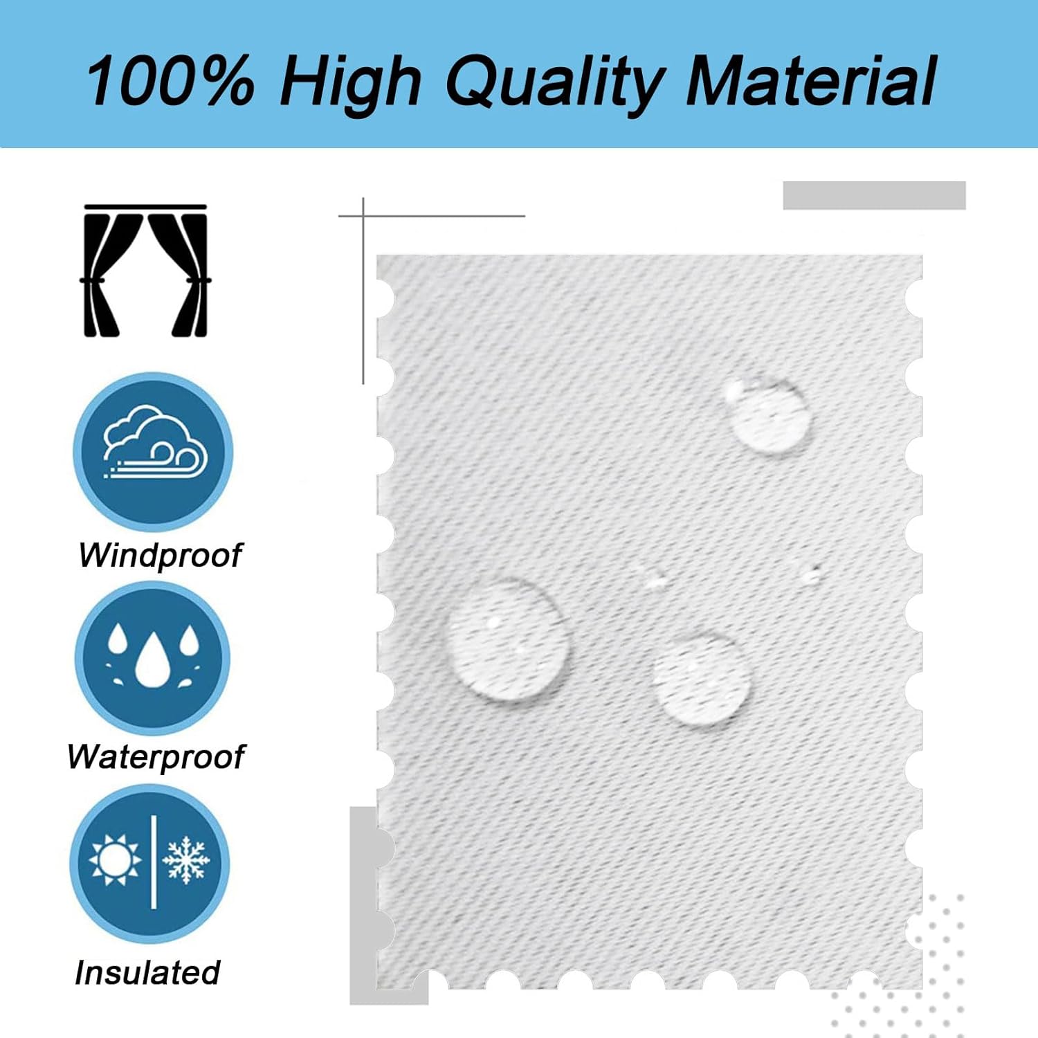 TECDOTO Waterproof Outdoor Curtain for Garden Patio Gazebo Curtains, Thermal Insulated Blackout Curtains with Grommet Top & Bottom, Outsides Sun Blocking Curtains |1 Panel, White,W96''*H72''