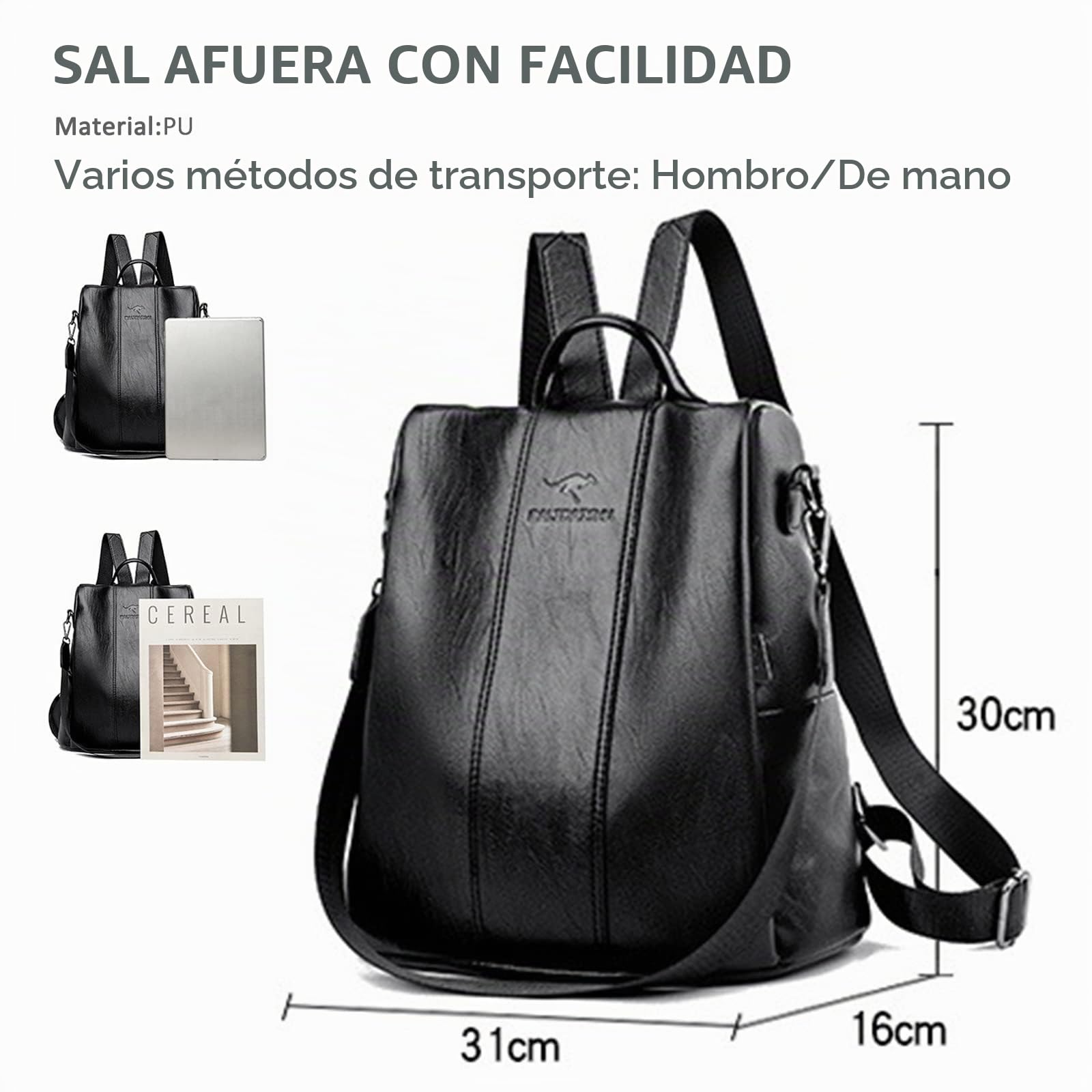 NICOLE & DORIS Mochila Mujer Mochila Antirrobo Impermeable Bolso Mochila de Cuero PU Mochila Universitaria Mochila Escolar Bolsos Bandolera Mochila de Viaje Compras