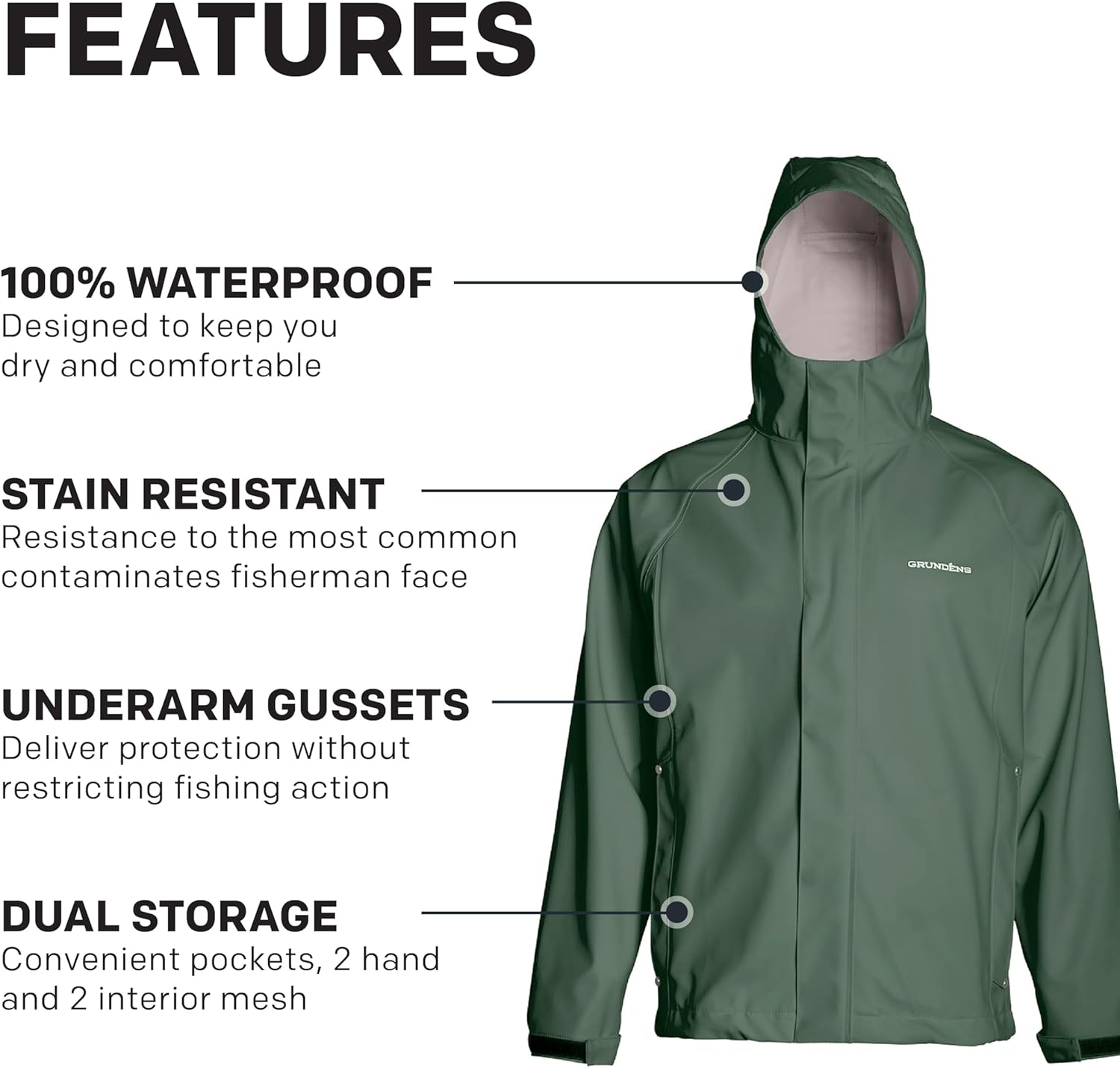 Grundens Men’s Neptune Commercial Fishing Jacket | Waterproof, Adjustable - Image 6