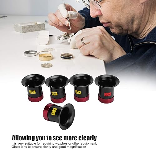 Miniatura 2 de 5 lupas de joyería 3X/5X/10X/15X/20X, lupa para joyeros, aleación de aluminio, reparación de relojes, lente de vidrio, lupa para trabajo cercano,