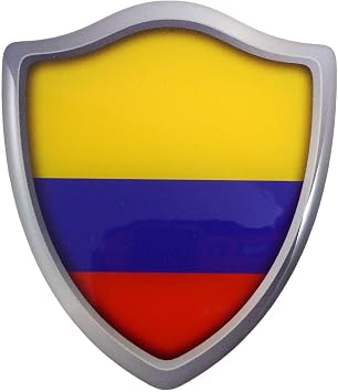 Colombia Flag Shield Domed Decal 3D Look Emblem Resin car Sticker 2.6"x3"