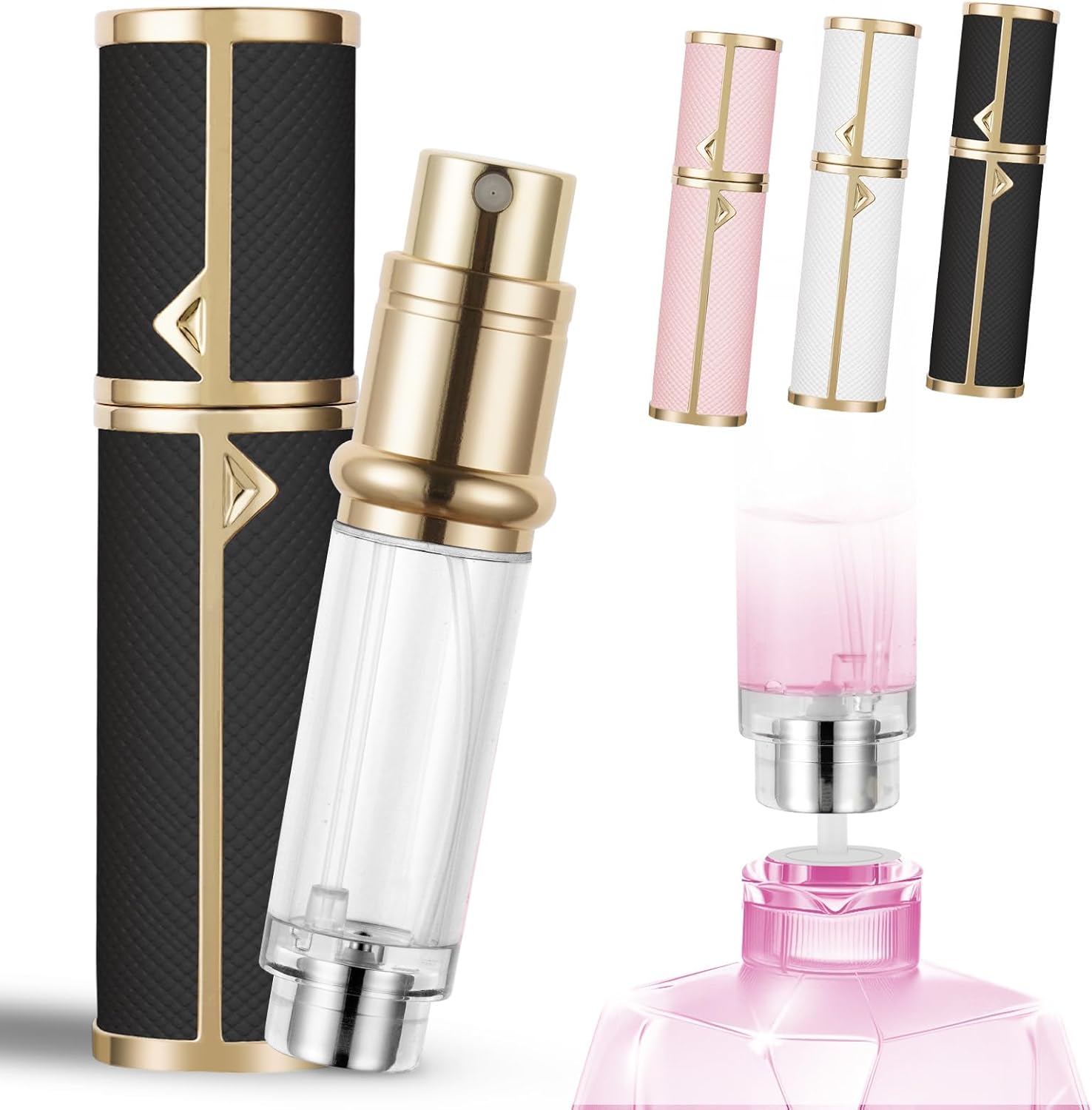 Geurspuitfles, reisparfumverstuiver, navulbare parfumfles, herbruikbare parfumverstuiver, geschikt voor dating, werk, vakantie, zwart
