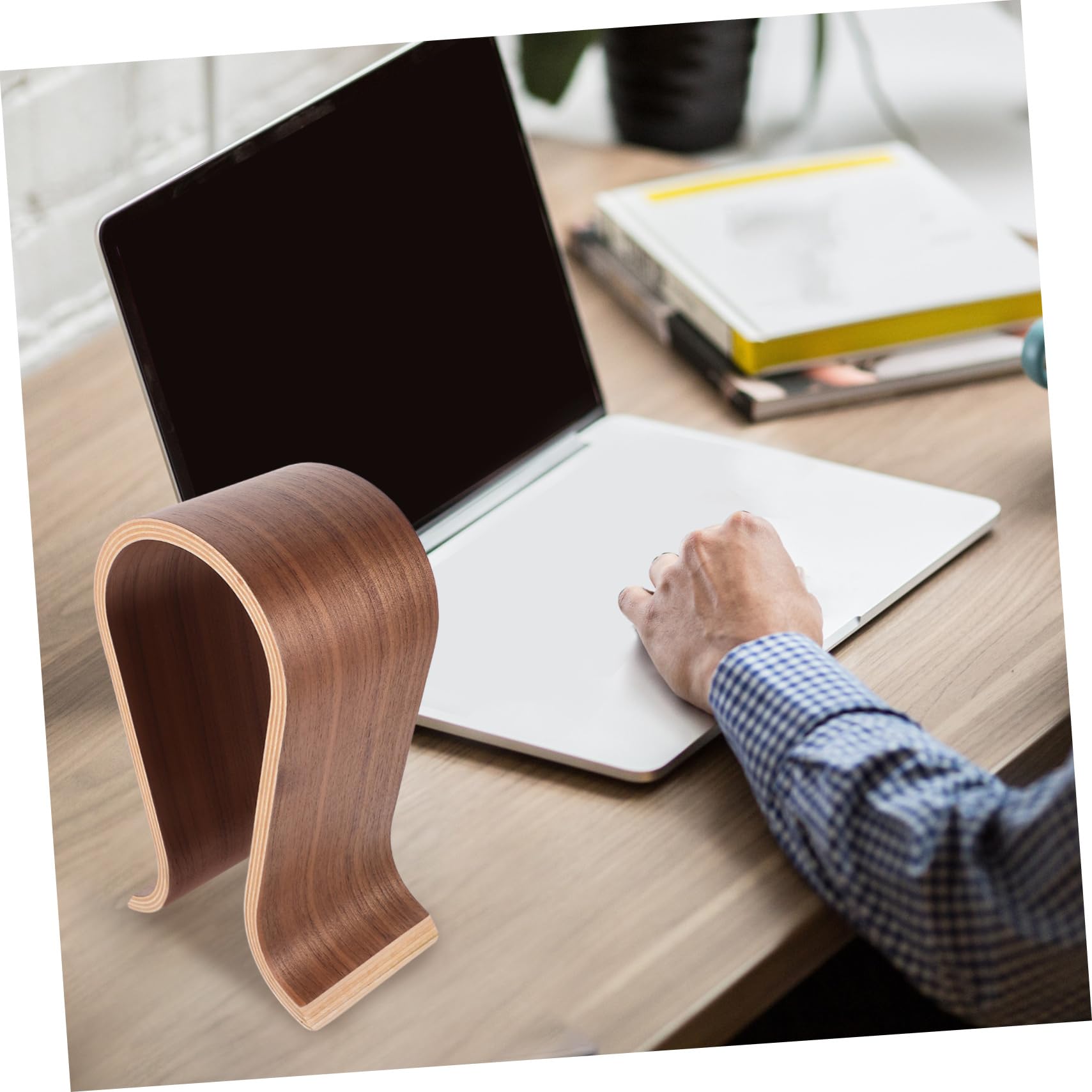 Lurrose Stand per Cuffie in Legno U Supporto da Tavolo per Auricolari Gancio per Cuffie Compatibile la Maggior Parte dei Modelli Design Anti-foratura Facile da Usare e Organizza lo Spazio