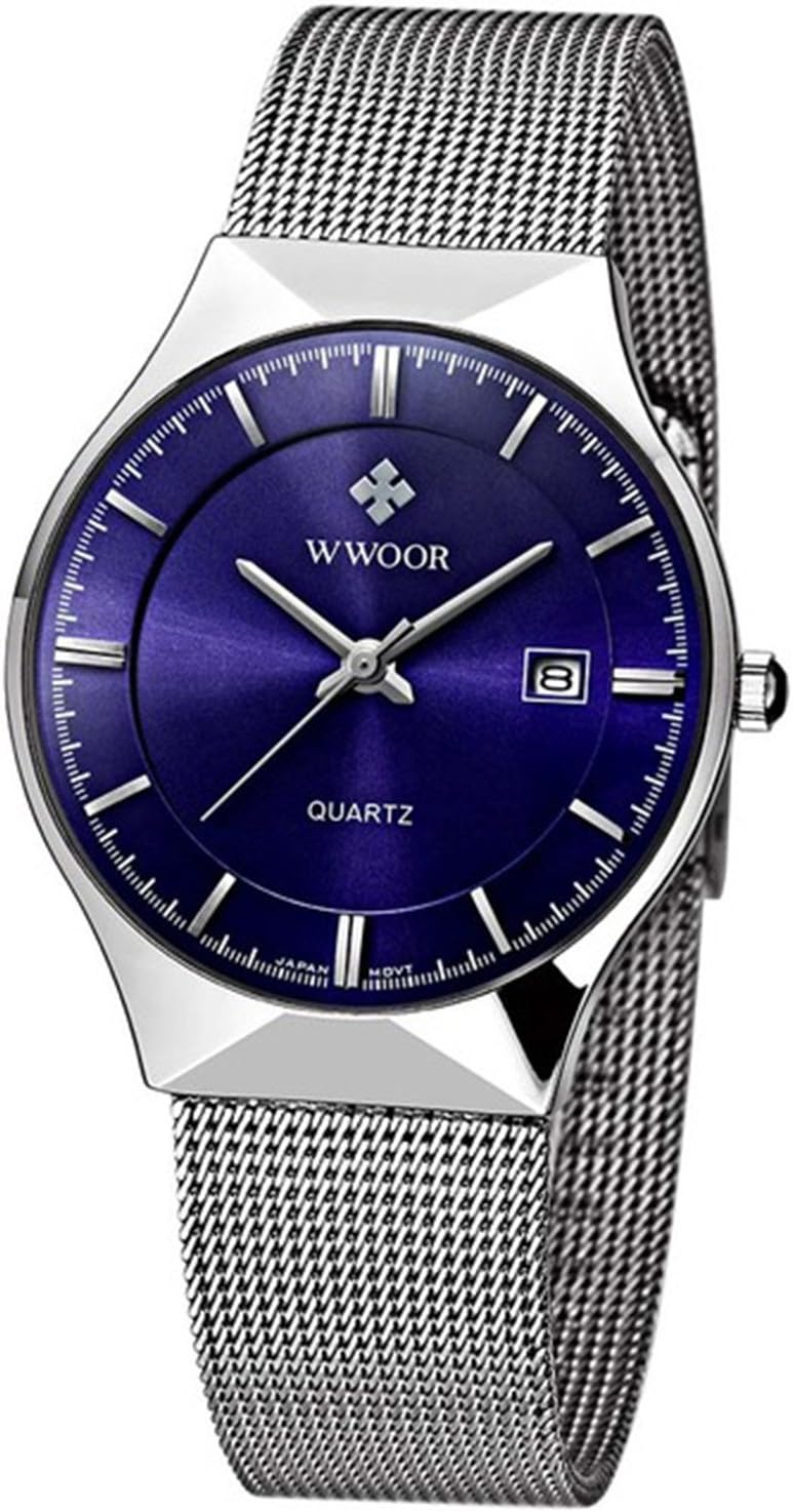 Men New Top Luxury Watch Ultra Thin Stainless Steel Mesh Band Quartz Wristwatch Fashion Casual Watches