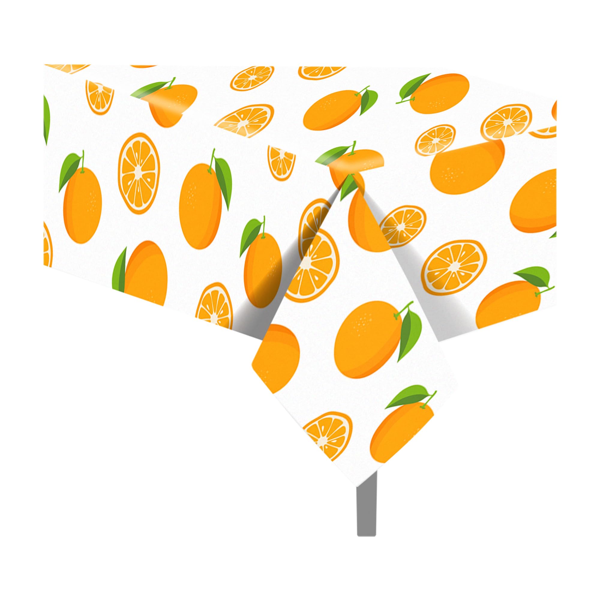 Cc Home Tangerine 2Pc Party Plastic Tablecloth 54 X 87 Inch Long Table Cover, Summer Fruits Party Tablecover For Orange Theme Kids Baby Shower Birthday Dinner Picnic Kitchen Event