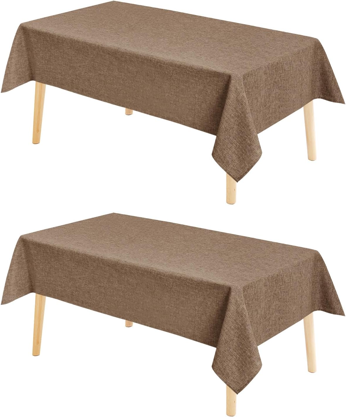 Hiasan 2 Pack Faux Linen Square Tablecloth - Wrinkle and Stain Resistant Washable Table Cloth for Kitchen Dining Room Holiday Table Cover for Party Dinner, Khaki, 60 x 60 Inch
