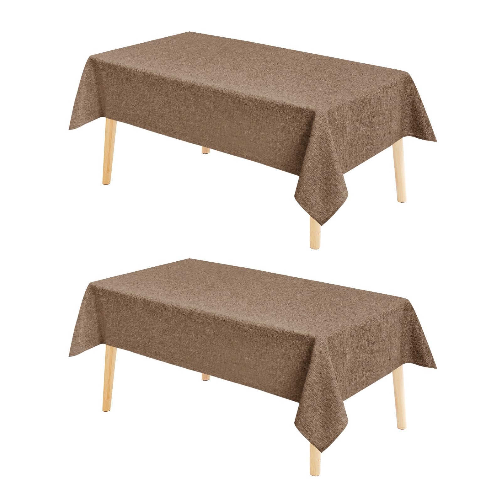 Hiasan 2 Pack Faux Linen Square Tablecloth - Wrinkle and Stain Resistant Washable Table Cloth for Kitchen Dining Room Holiday Table Cover for Party Dinner, Khaki, 60 x 60 Inch