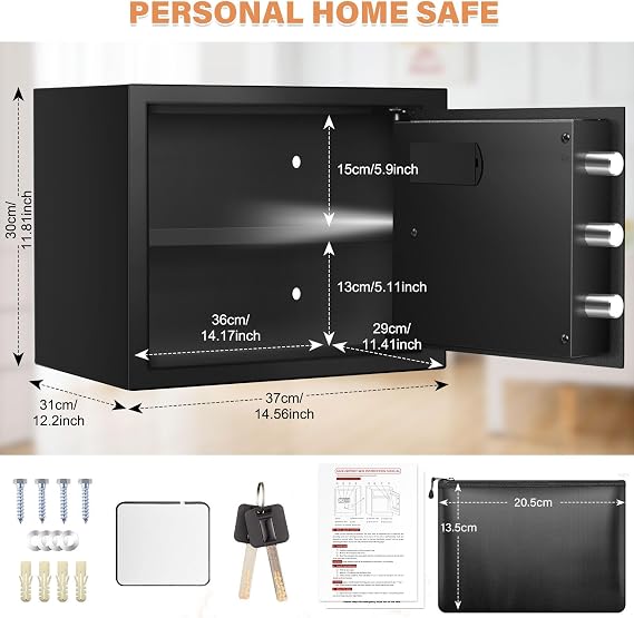 31L Anti-Theft Home Safe Box with Money Bag & Combination Lock
