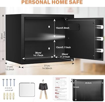 31L Anti-Theft Home Safe Box with Money Bag & Combination Lock